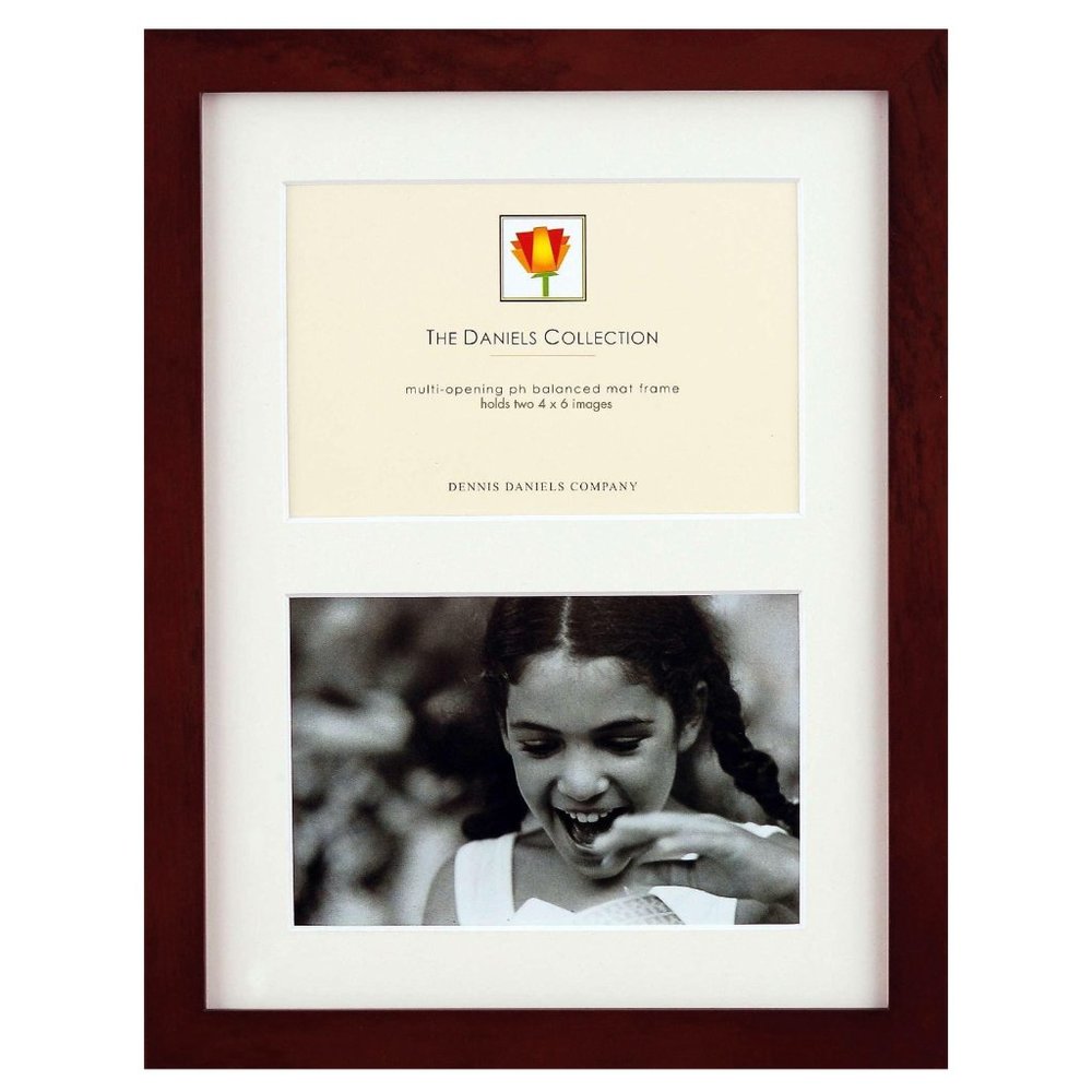 Dennis Daniels Matted Double 4x 6" Photo with Dark Walnut (W41) wood Frame, NWT